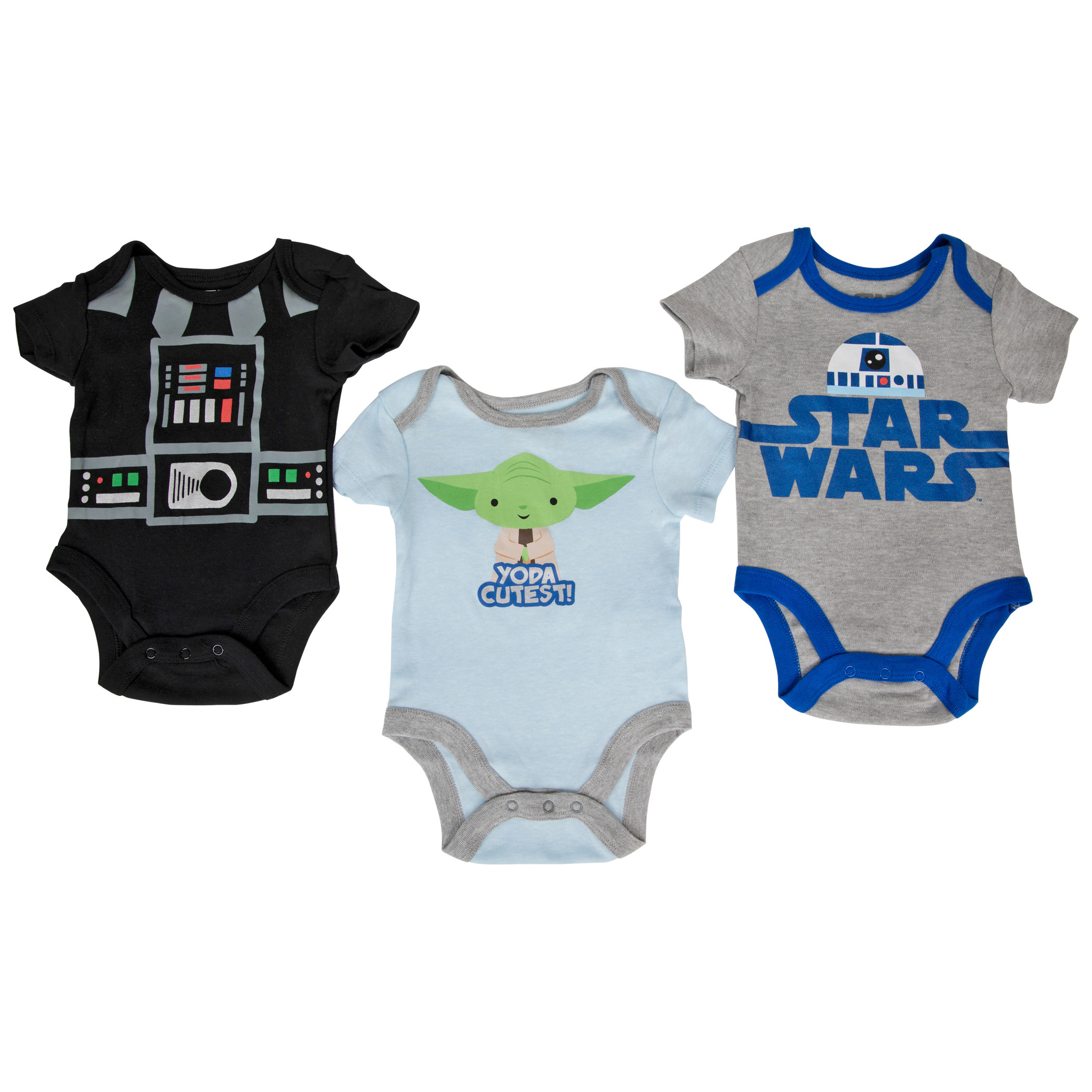 Star Wars Darth Vader Yoda and R2-D2 3-Pack Infant Bodysuit Set